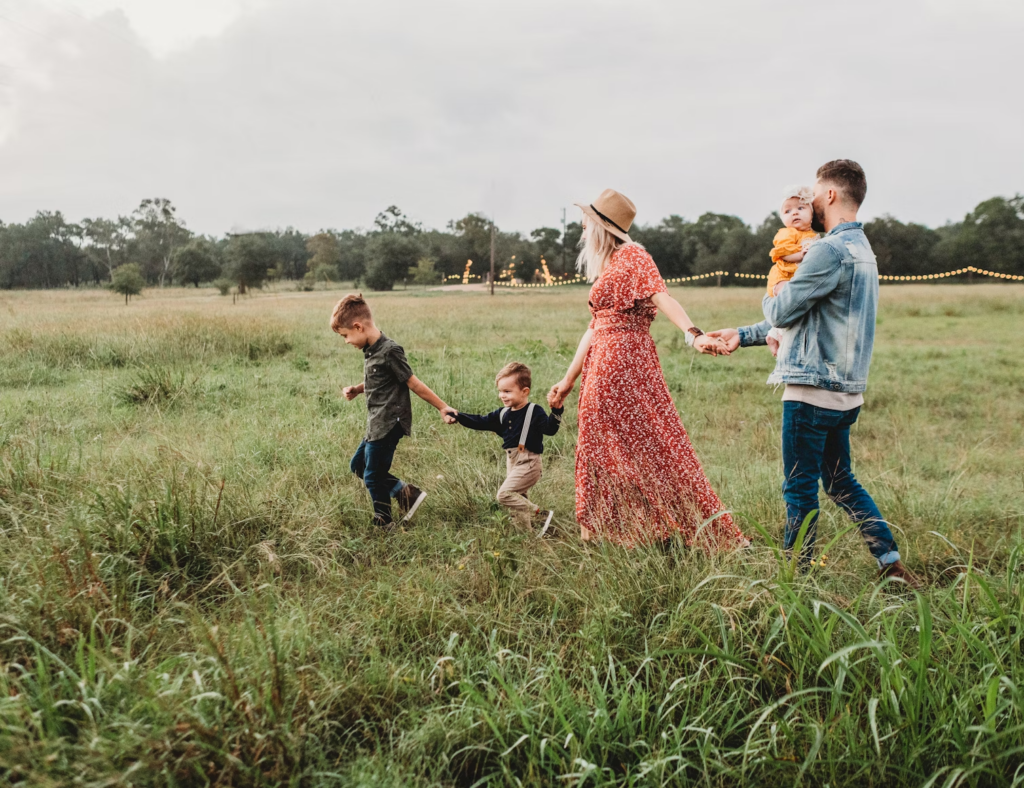 a family walking