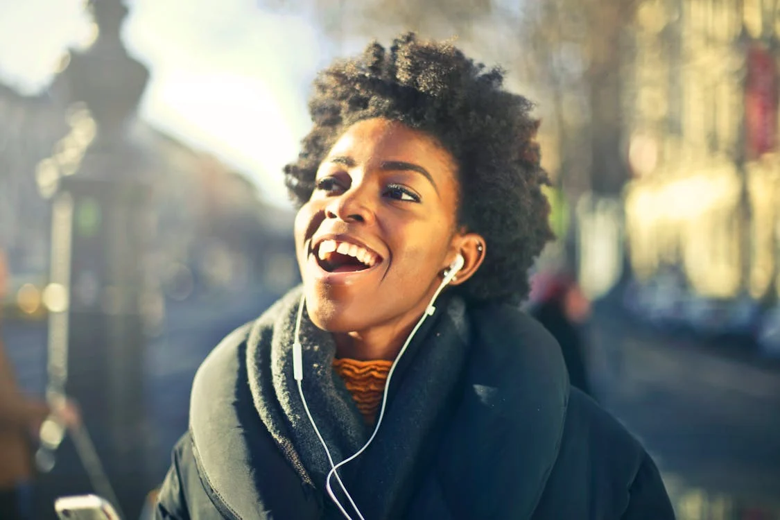 a person listening to music