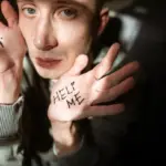 A person with messages on their hands