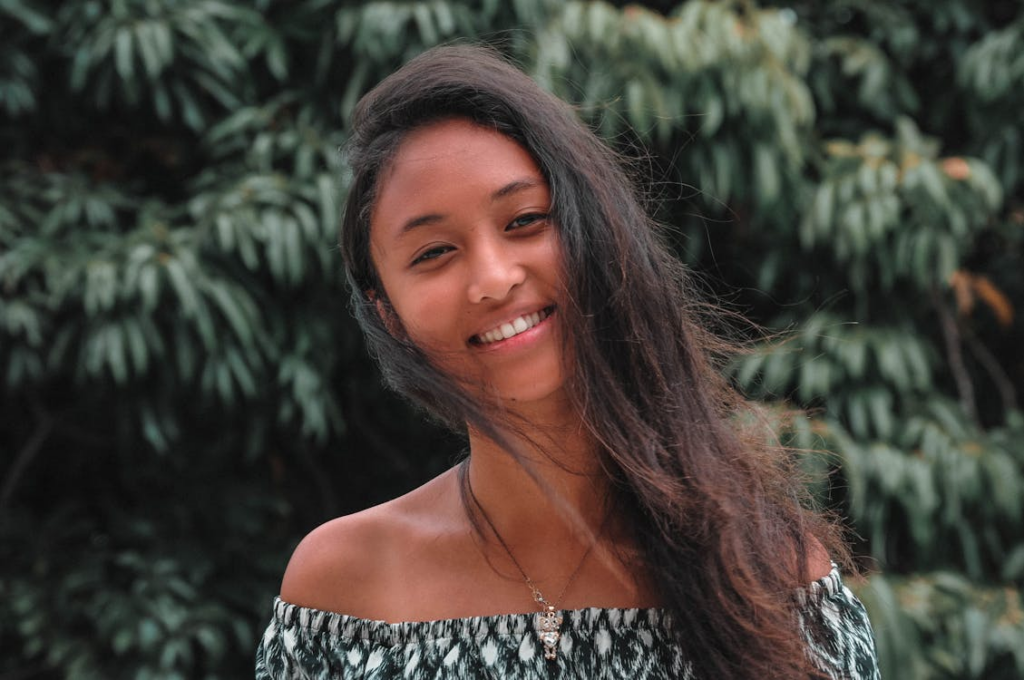 a girl smiling