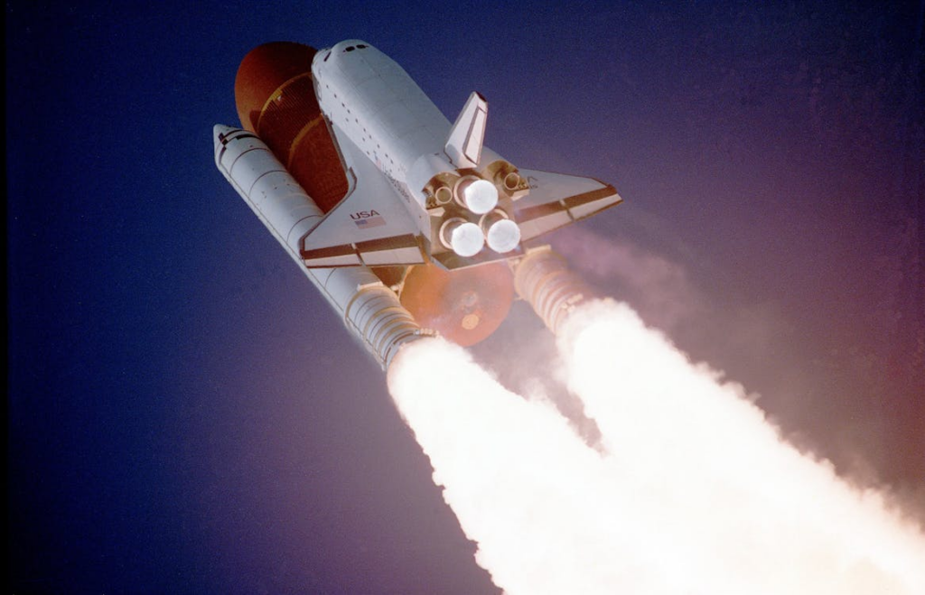 A rocket in space