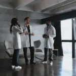 A group of physicians engaged in a discussion.